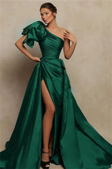 Burgundy Mermaid Long Evening Dress Strapless Split Pleated