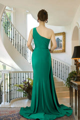 Beautiful Green Prom Dress One Shoulder Sleeveless With Slit