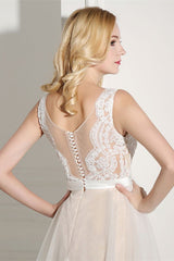 Wedding Dress in Champagne Tulle with Lace