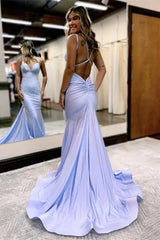 Elegant V-Neck Sleeveless Mermaid Prom Dress Long With Beads