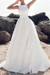 White Bridal Gown Without Sleeves