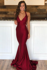 Burgundy Mermaid Prom Dress Sleeveless