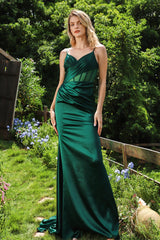 Chic Spaghetti-Straps V-Neck Mermaid Prom Dress Sleeveless Online