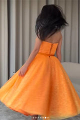 Classy Orange Sweetheart Short Prom Dress Sequins
