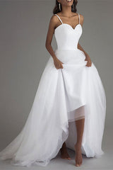 Wedding Dress in Tulle with Sleeveless Spaghetti Straps