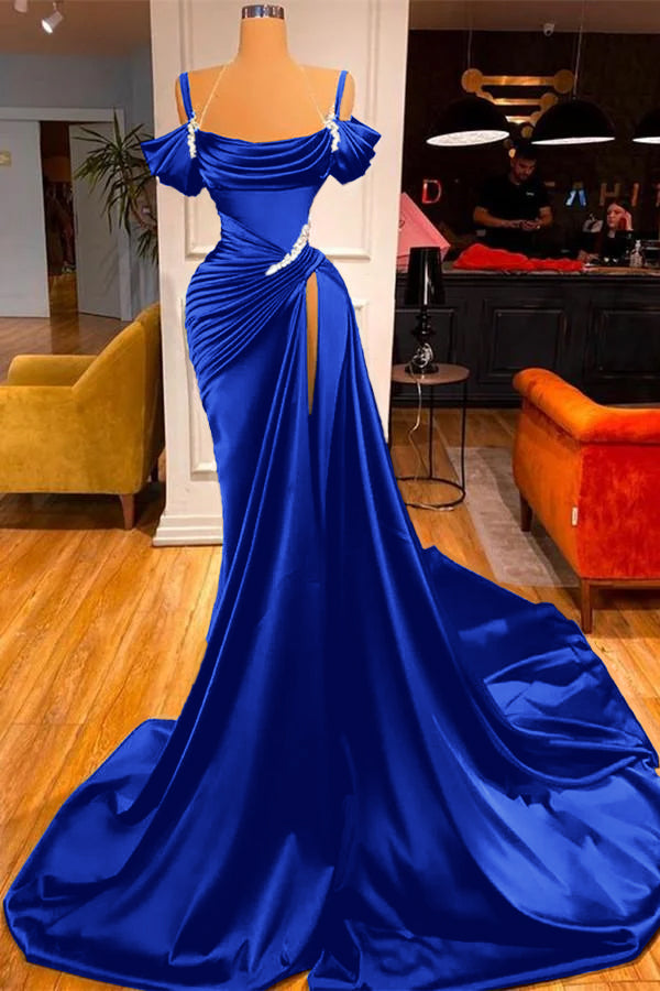 Dark Green Off-the-Shoulder Prom Dress Long Slit