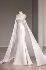 White Strapless Long Prom Dress Mermaid Sleeveless with Split