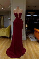  Gorgeous White Sequins Strapless Mermaid Prom Dress