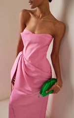 Pink Strapless Prom Dress Long Sliming Sleeveless Dress