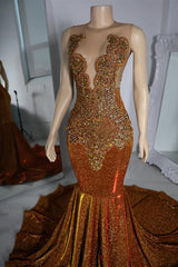 Modern Burnt Orange Sleeveless Prom Dress Mermaid Long With Beadings