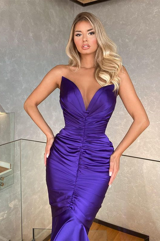 Modern Sweetheart Mermaid Prom Dress Long Pleated