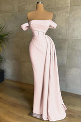 Beautiful White Mermaid Prom Dress Off the Shoulder Pleated