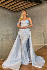 Amazing Off-the-Shoulder Sweetheart Prom Dress Beadings Mermaid With Ruffles