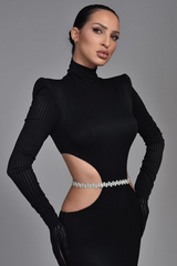 Evening Dress Long Sleeves Mermaid with Belt High Neck