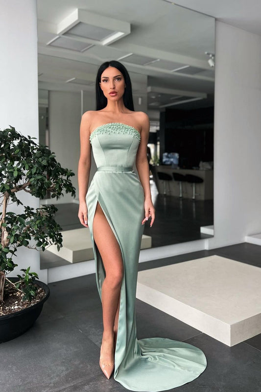 Gorgeous Strapless Long Mermaid Prom Dress With Slit