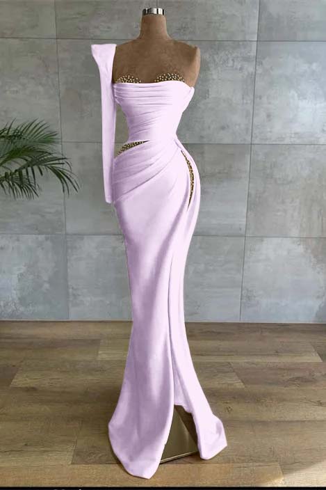 Asymmetrical Prom Dress with Beads