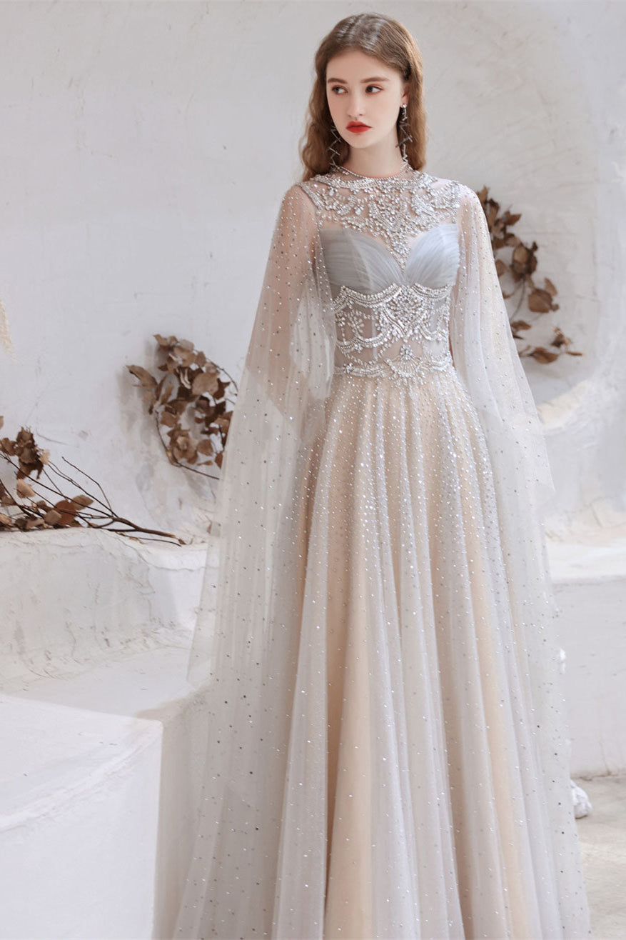 Gorgeous Ruffles Beadings Prom Dress Long Tulle With Crystals