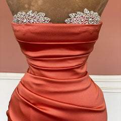Gorgeous Strapless Mermaid Prom Dress Beads Pleated With Split