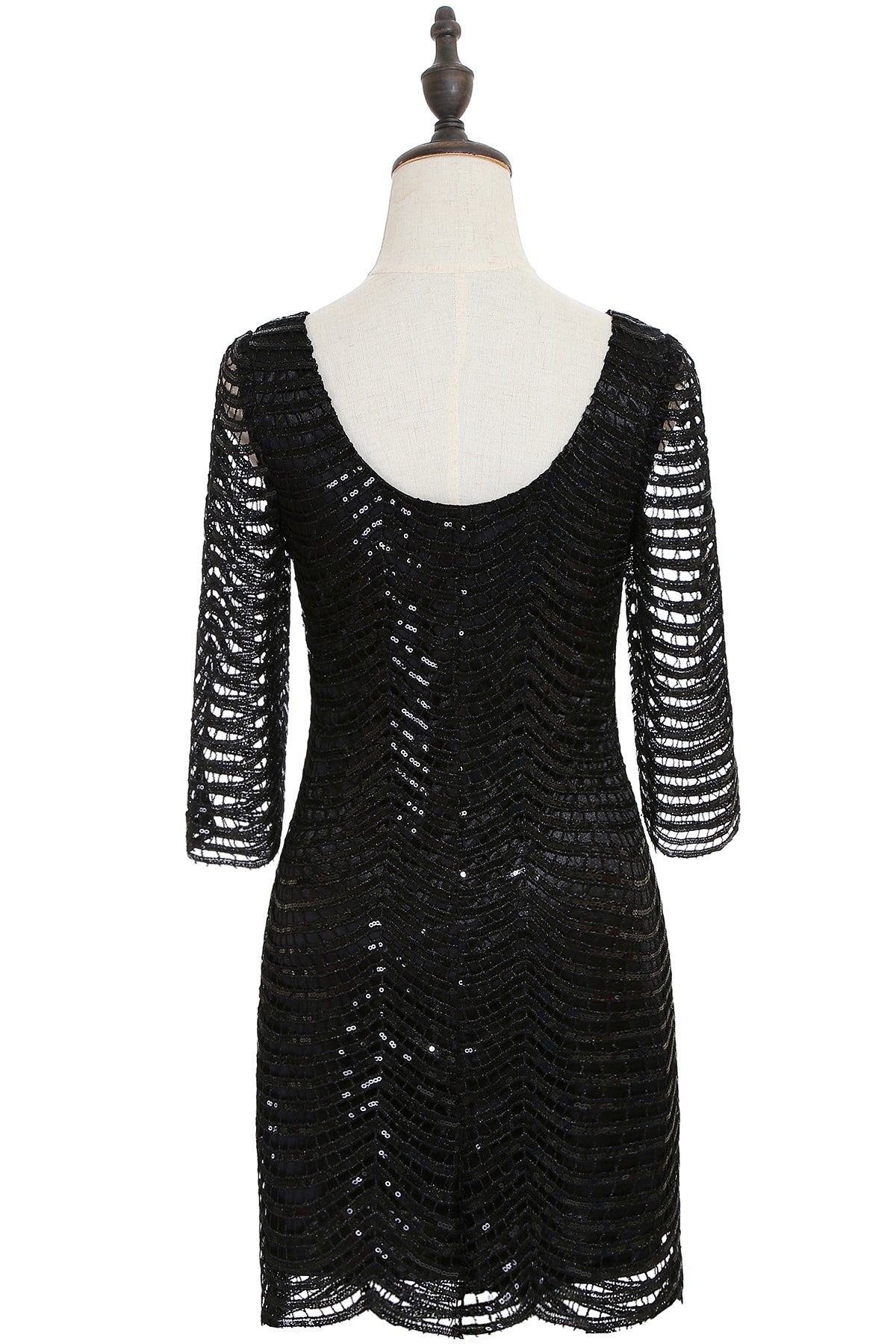 Black Champagne Sheath Long Sleeve Short Cocktailk Dresses