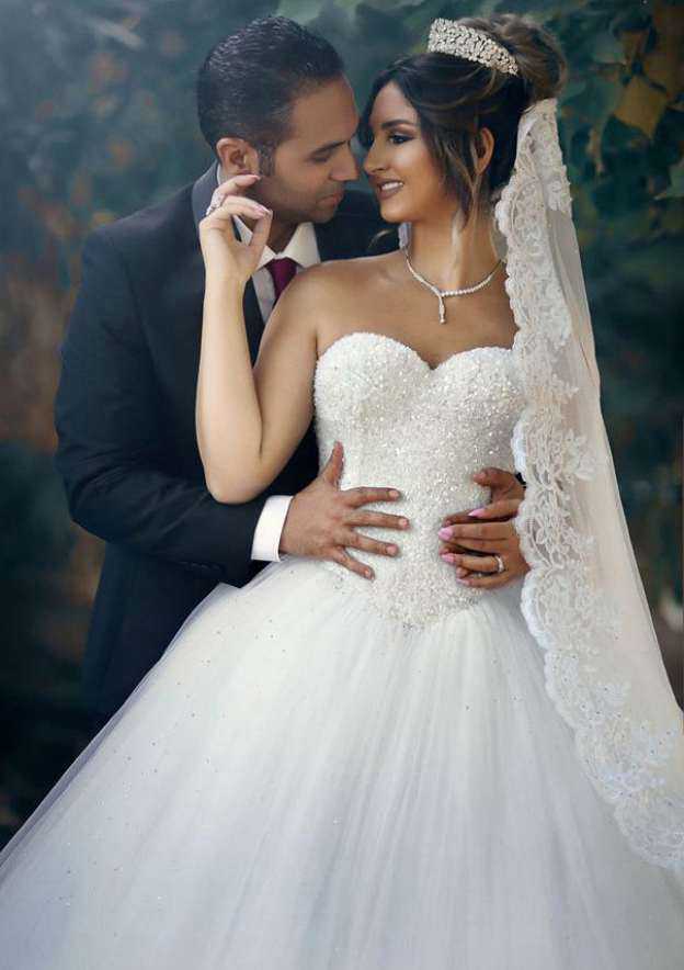 Lace A-Line Wedding Dress with Strapless Bodice and Beaded Detailing