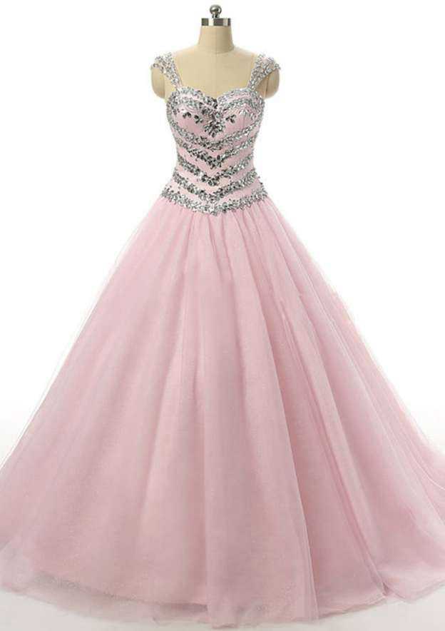 Sweetheart Long/Floor-Length with Beaded, Tulle Wedding Dress A-Line/Princess