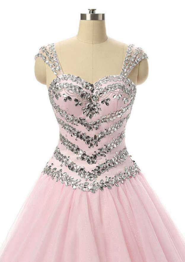 Sweetheart Long/Floor-Length with Beaded, Tulle Wedding Dress A-Line/Princess