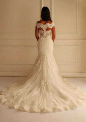 Pleated Off-The-Shoulder Trumpet/Mermaid Lace Wedding Dress