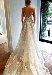Lace Wedding Dress A-Line/Princess Sweetheart Court Train with Pleated