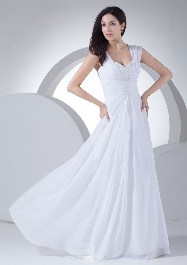 Sweetheart A-Line/Princess Chiffon Evening Dress with Beading and Floor-Length Design