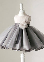 Tulle Bateau Knee-Length Ball Gown Flower Girl Dress with Waistband