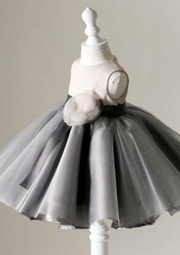 Tulle Bateau Knee-Length Ball Gown Flower Girl Dress with Waistband