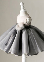 Tulle Bateau Knee-Length Ball Gown Flower Girl Dress with Waistband