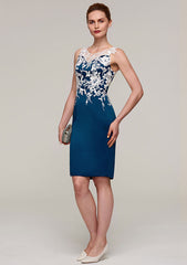 Knee-Length Satin Mother of the Bride Dress with Jacket Appliqued, Sleeveless Bateau Sheath/Column