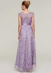 Lace Mother of the Bride Dresses with Sashes, Sleeveless Asymmetrical A-line/Princess Bateau