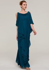 Long/Floor-Length Chiffon Mother of the Bride Dresses with Beading Ruffles, Sleeveless Sweetheart Sheath/Column