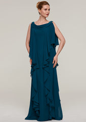 Long/Floor-Length Chiffon Mother of the Bride Dresses with Beading Ruffles, Sleeveless Sweetheart Sheath/Column