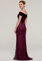 Sweep Train Lace Mother of the Bride Dresses, Sleeveless Off-the-Shoulder Sheath/Column
