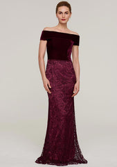 Sweep Train Lace Mother of the Bride Dresses, Sleeveless Off-the-Shoulder Sheath/Column