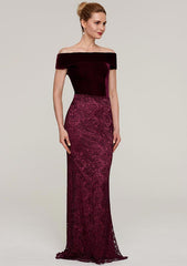 Sweep Train Lace Mother of the Bride Dresses, Sleeveless Off-the-Shoulder Sheath/Column