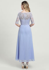 Asymmetrical Chiffon Mother of the Bride Dress with Jacket Beading Lace Pleated, Half Sleeve Scoop Neck A-line