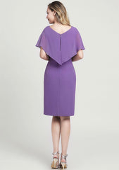 Knee-Length Chiffon Mother of the Bride Dress with Ruffles, Sleeveless V Neck A-line