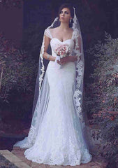 Lace Wedding Dress Trumpet/Mermaid Sweep Train Sleeveless with Appliqued