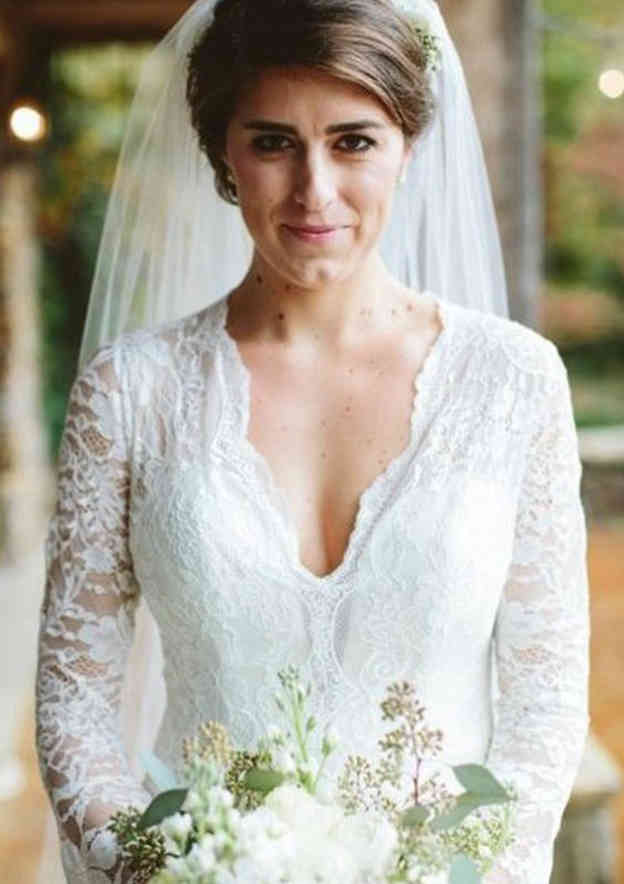 Sweep Train Trumpet/Mermaid Lace Wedding Dress with Full/Long Sleeve