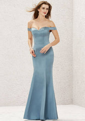 Trumpet/Mermaid Off-the-Shoulder Sleeveless Long/Floor-Length Satin Bridesmaid Dress