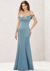 Trumpet/Mermaid Off-the-Shoulder Sleeveless Long/Floor-Length Satin Bridesmaid Dress