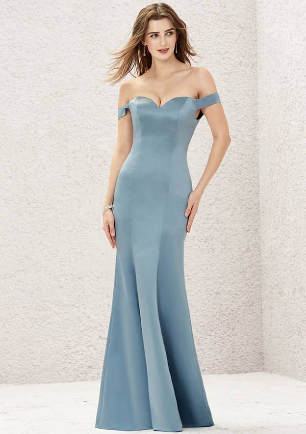 Trumpet/Mermaid Off-the-Shoulder Sleeveless Long/Floor-Length Satin Bridesmaid Dress