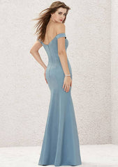 Trumpet/Mermaid Off-the-Shoulder Sleeveless Long/Floor-Length Satin Bridesmaid Dress