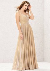 Sweetheart Sleeveless A-line Jersey Bridesmaid Dress with Pleats, Floor-Length