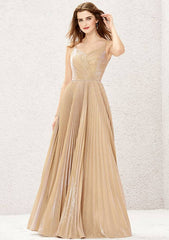 Sweetheart Sleeveless A-line Jersey Bridesmaid Dress with Pleats, Floor-Length