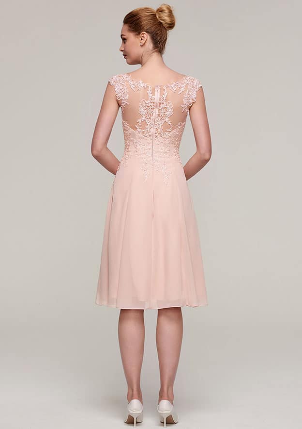 Knee-Length Chiffon Mother of the Bride Dress with Jacket Appliqued Beading, Sleeveless Bateau A-line